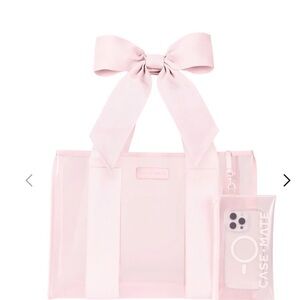 case-mate Clear Pink Tote with Ribbon Handles